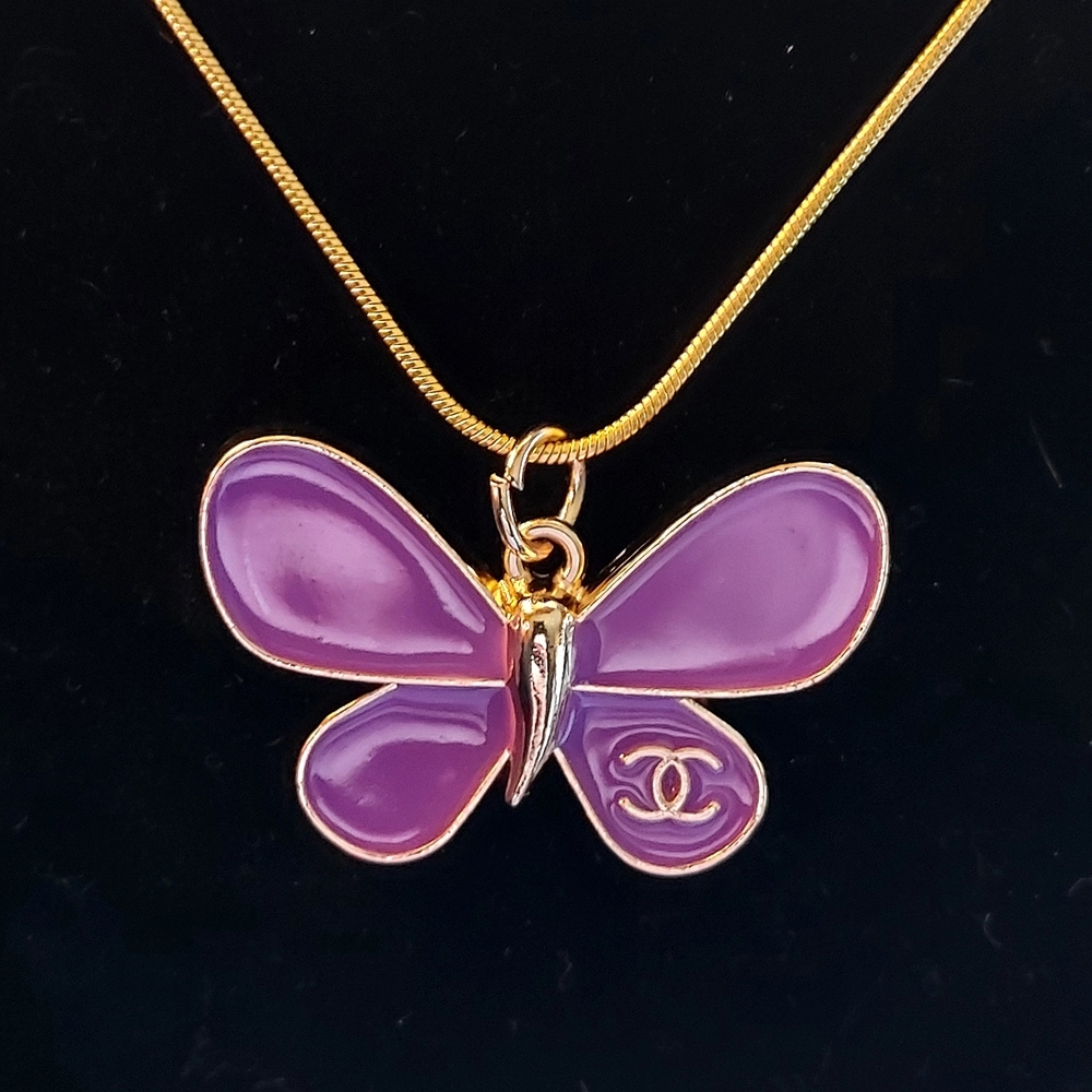 Purple Butterfly Pendant Necklace #31